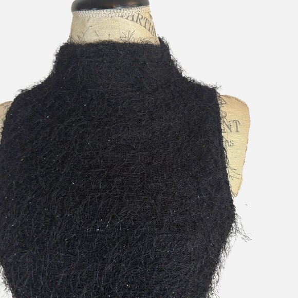 Y2K My Michelle Black Fuzzy Glitter Eyelash Knit Mock Neck Sweater Tank Top … - Picture 4 of 9